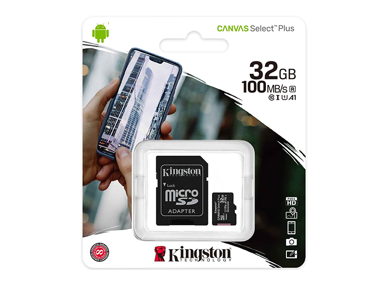 Карта памяти microSDHC Kingston Canvas Select Plus 32 ГБ + адаптер