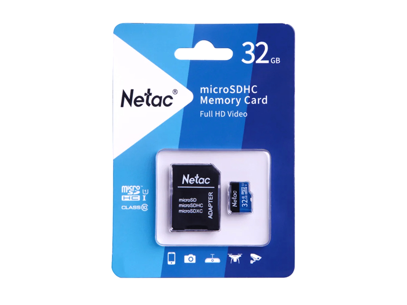 Карта памяти MicroSDHC Netac Class 10 UHS-I U1 P500 Standard 32GB +адаптер