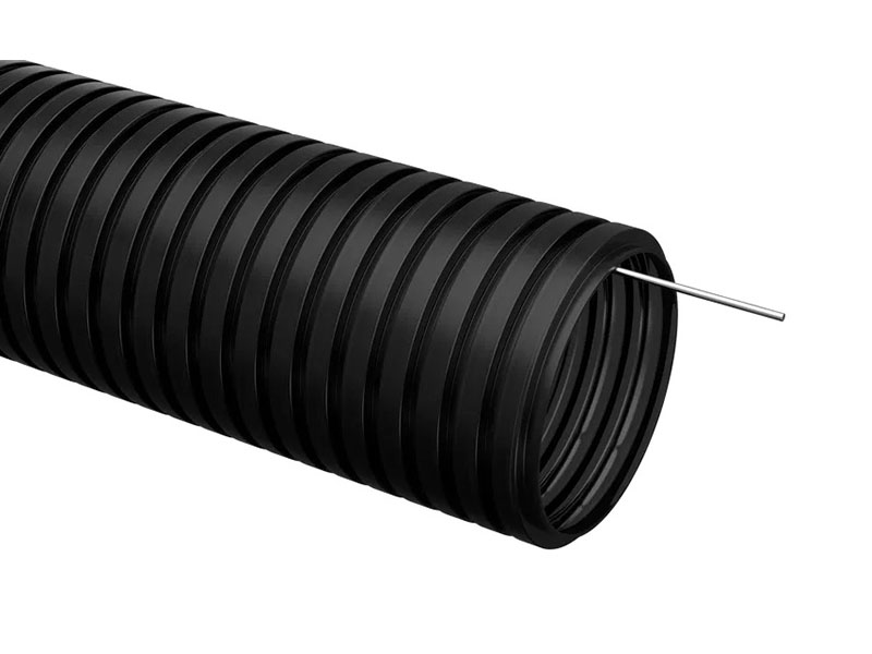 Труба гофрированная ПНД 16мм с протяжкой (черная)
