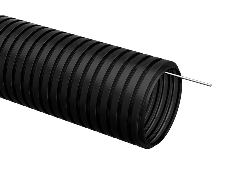 Труба гофрированная ПНД 25 мм с протяжкой (черная) (50м)