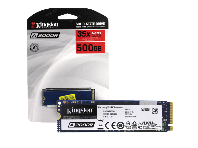 SSD накопитель 500GB Kingston A2000 (SA2000M8/500G) M.2, NVMe