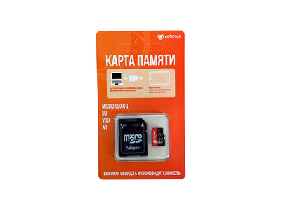 Карта памяти с адаптером Optimus MicroSDXC 128Gb